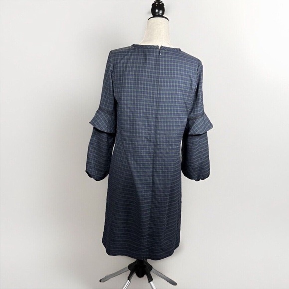 Loft Tartan Shift Dress Balloon Bell Sleeve - Picture 9 of 16